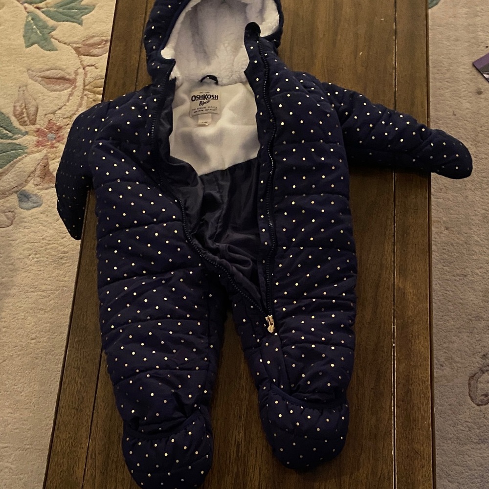 OshKosh B'gosh Navy and White Dotted Footie
